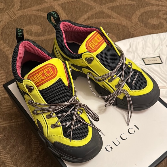 Colorful Chunky Sneakers in Neon Yellow and Magenta with Thick Sole - Picture 1 of 10